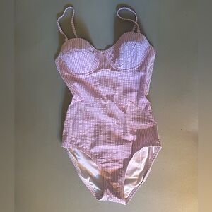 Pink Gingham Women's one piece Swimsuit j.crew vintage 50s look